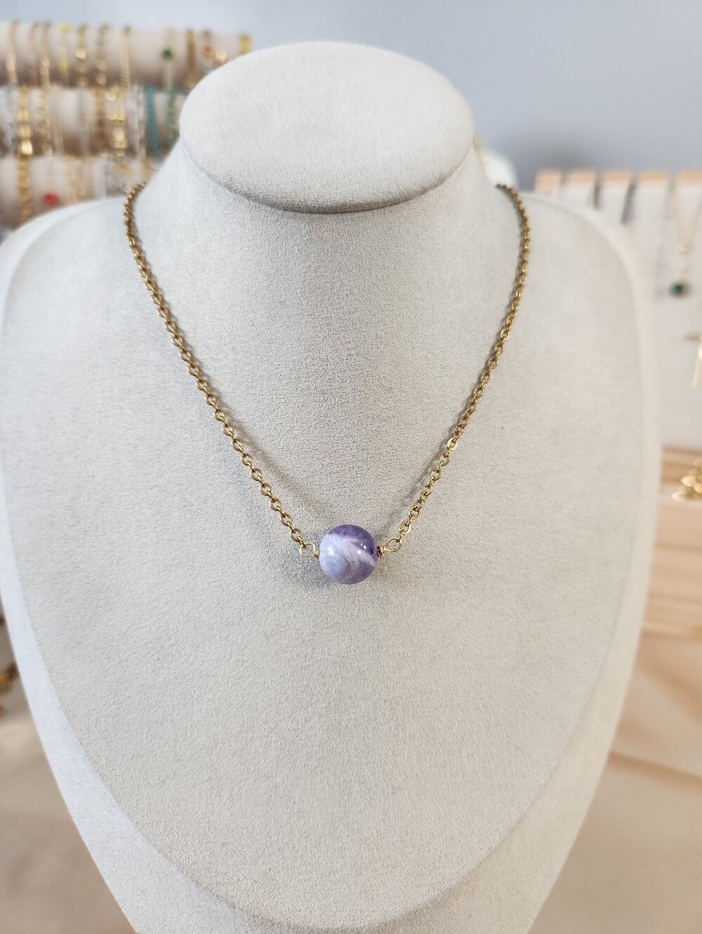 Gold Lepidolite Choker Necklace